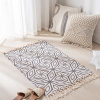 Simple Nordic Style Cotton Linen Tassel Bedroom Rug sku image 1