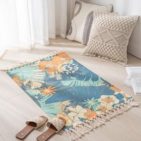 Simple Nordic Style Cotton Linen Tassel Bedroom Rug sku image 4