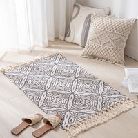 Simple Nordic Style Cotton Linen Tassel Bedroom Rug sku image 6
