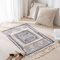 Simple Nordic Style Cotton Linen Tassel Bedroom Rug sku image 19