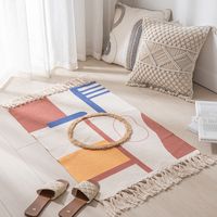 Simple Nordic Style Cotton Linen Tassel Bedroom Rug sku image 20