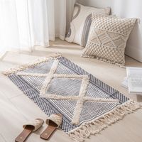 Simple Nordic Style Cotton Linen Tassel Bedroom Rug sku image 22