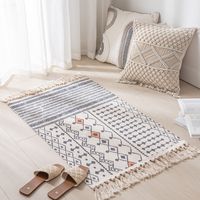 Simple Nordic Style Cotton Linen Tassel Bedroom Rug sku image 5