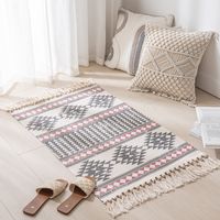 Simple Nordic Style Cotton Linen Tassel Bedroom Rug sku image 7