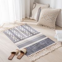 Simple Nordic Style Cotton Linen Tassel Bedroom Rug sku image 8