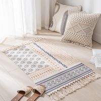 Simple Nordic Style Cotton Linen Tassel Bedroom Rug sku image 12