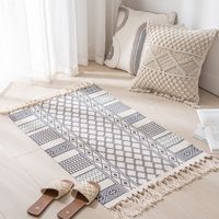 Simple Nordic Style Cotton Linen Tassel Bedroom Rug sku image 14