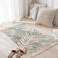 Simple Nordic Style Cotton Linen Tassel Bedroom Rug sku image 17