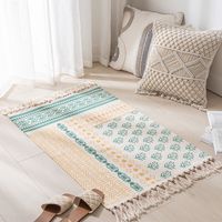Simple Nordic Style Cotton Linen Tassel Bedroom Rug sku image 15