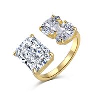 Elegante Estilo Clásico Geométrico Plata Esterlina Enchapado Embutido Circón Anillo Abierto sku image 2