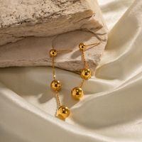 1 Pair Elegant Ball Stainless Steel Plating 18k Gold Plated Drop Earrings main image 2