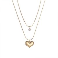 304 Stainless Steel 18K Gold Plated IG Style Plating Inlay Heart Shape Artificial Rhinestones Layered Necklaces main image 2