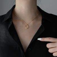 Einfacher Stil Mond Titan Stahl Inlay Zirkon Halskette Mit Anhänger 1 Stück main image 6
