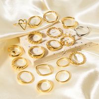 Stainless Steel 18K Gold Plated Simple Style Plating Heart Shape Crown Bow Knot Rings main image 1