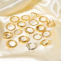 Stainless Steel 18K Gold Plated Simple Style Plating Heart Shape Crown Bow Knot Rings main image 6