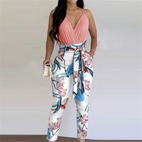 Women's Casual Solid Color Flower Polyester Printing Pants Sets main image 1