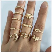 Retro Punk Animal Moon Skull Alloy Plating Hollow Out Inlay Artificial Gemstones Artificial Pearls Artificial Diamond Gold Plated Silver Plated Women's Wide Band Ring Open Ring Rings sku image 3
