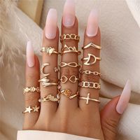 Retro Punk Animal Moon Skull Alloy Plating Hollow Out Inlay Artificial Gemstones Artificial Pearls Artificial Diamond Gold Plated Silver Plated Women's Wide Band Ring Open Ring Rings sku image 9