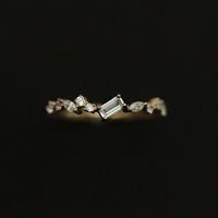 Modern Style Leaf Sterling Silver Plating Lace Inlay Zircon Gold Plated Rings sku image 3