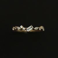 Modern Style Leaf Sterling Silver Plating Lace Inlay Zircon Gold Plated Rings sku image 1