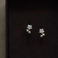 1 Pair Simple Style Star Sterling Silver Inlay Zircon Ear Studs main image 1