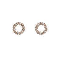 1 Pair Simple Style Circle Sterling Silver Inlay Artificial Pearls Zircon Ear Studs main image 4