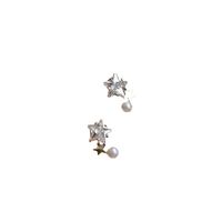 1 Pair Simple Style Star Sterling Silver Inlay Zircon Ear Studs main image 6