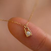 Simple Style Lock Sterling Silver Inlay Zircon Pendant Necklace main image 1