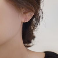 1 Pair Simple Style Circle Sterling Silver Inlay Artificial Pearls Zircon Ear Studs main image 2