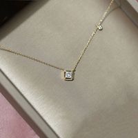 Fairy Style Square Sterling Silver Inlay Zircon Pendant Necklace main image 1
