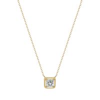 Fairy Style Square Sterling Silver Inlay Zircon Pendant Necklace main image 4