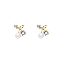 1 Pair Simple Style Fruit Sterling Silver Inlay Artificial Gemstones Ear Studs main image 5