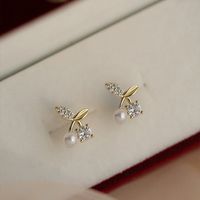 1 Pair Simple Style Fruit Sterling Silver Inlay Artificial Gemstones Ear Studs main image 2