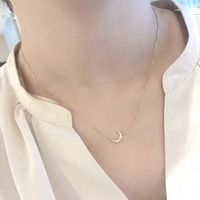 Style Simple Lune Argent Sterling Incruster Zircon Collier main image 4