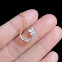 Elegant Korean Style Flower Sterling Silver Plating Inlay Zircon 14k Gold Plated Pendant Necklace main image 3