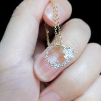 Elegant Korean Style Flower Sterling Silver Plating Inlay Zircon 14k Gold Plated Pendant Necklace main image 4