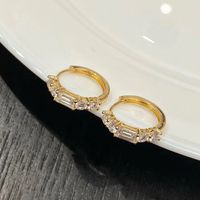 1 Paar Ins-stil Koreanische Art Geometrisch Sterling Silber Überzug Inlay Zirkon 14 Karat Vergoldet Ohrringe main image 2