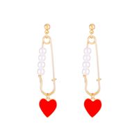 Casual Modern Style Heart Shape Key Alloy Metal Copper Asymmetrical Pearl Plating 18k Gold Plated Gold Plated Silver Plated Women's Drop Earrings sku image 16