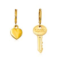 Casual Modern Style Heart Shape Key Alloy Metal Copper Asymmetrical Pearl Plating 18k Gold Plated Gold Plated Silver Plated Women's Drop Earrings sku image 21