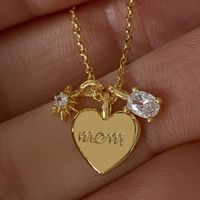 Acero Titanio Chapados en oro de 18k Estilo Simple Carta Forma De Corazón Embutido Circón Collar Colgante sku image 1
