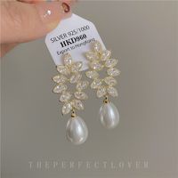 Shiny Leaf Water Droplets Imitation Pearl Copper Inlay Zircon Women's Drop Earrings main image 5