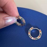 1 Pair Korean Style Circle Copper Plating Inlay Rhinestones Earrings main image 5