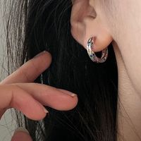 1 Pair Korean Style Circle Copper Plating Inlay Rhinestones Earrings main image 2