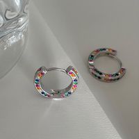 1 Pair Korean Style Circle Copper Plating Inlay Rhinestones Earrings main image 1