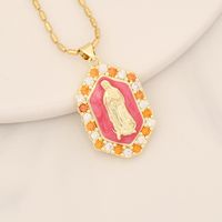 Wholesale Modern Style Portrait Stainless Steel Copper Enamel Inlay 18K Gold Plated Zircon Pendant Necklace main image 3