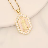 Wholesale Modern Style Portrait Stainless Steel Copper Enamel Inlay 18K Gold Plated Zircon Pendant Necklace main image 6