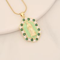 Wholesale Modern Style Portrait Stainless Steel Copper Enamel Inlay 18K Gold Plated Zircon Pendant Necklace main image 7