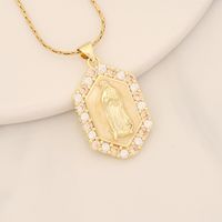 Wholesale Modern Style Portrait Stainless Steel Copper Enamel Inlay 18K Gold Plated Zircon Pendant Necklace main image 9