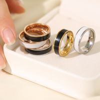 Casual Simple Style Round Stainless Steel Polishing Epoxy Plating Rings main image 6