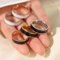 Casual Simple Style Round Stainless Steel Polishing Epoxy Plating Rings main image 2